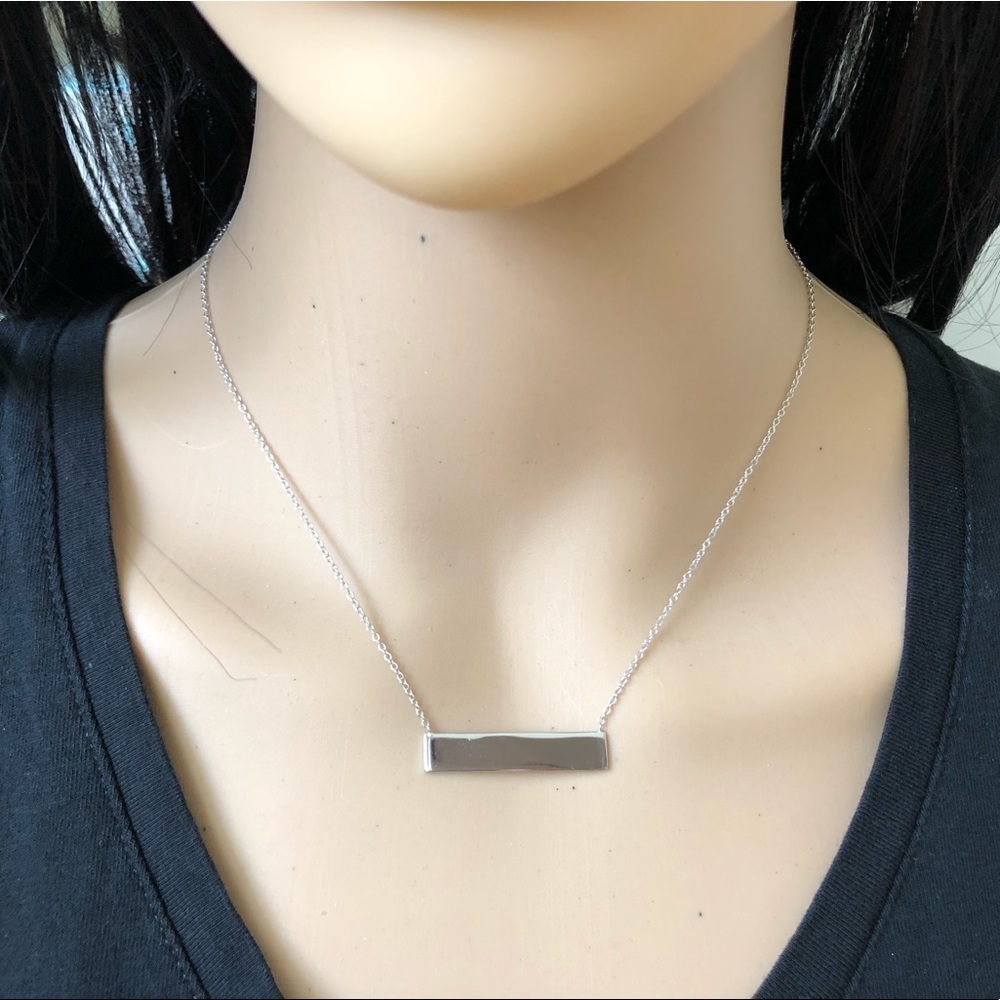 925 Sterling Silver Geometric Rectangular Necklace - image 3